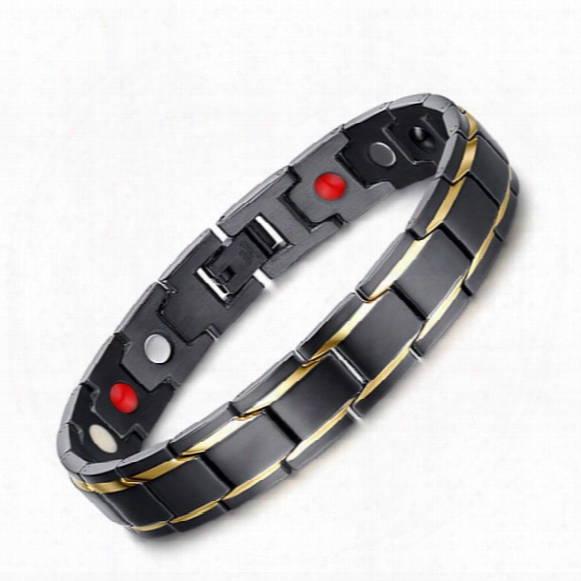 Men Titanium Magnetic Therapy Bracelet Pain Relief For Arthritis And Carpal Tunnel Healing Bangle For Sport Men In Gift Box