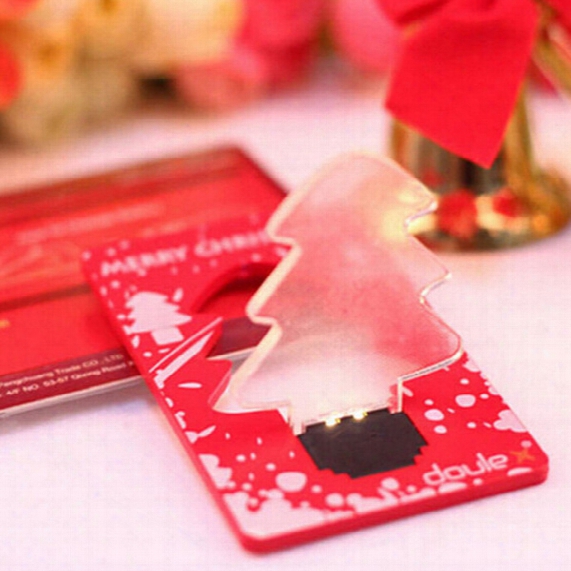 Mini Led Christmas Tree Folding Card Night Lights Lamp Pocket Bulb Card Customize Logo Print Creative Gift