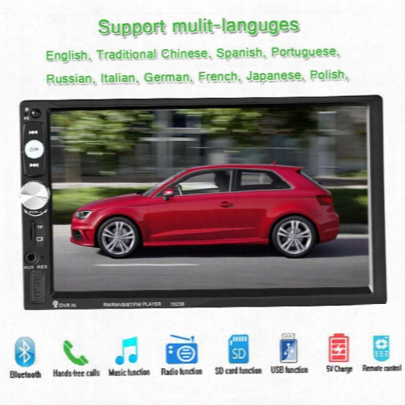 New 2 Din 7&#039;&#039; Inch Hd Touch Screen Car Radio Player Support Multi-languages Menu Bluetooth Hands Free Rear View Camera Car Audio