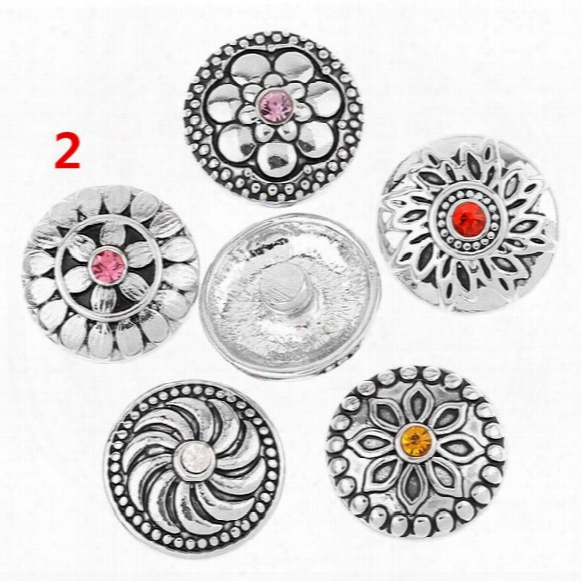 New Ancient Silver Crystal Carved Flowers Button Noosa Chunks Noosa Snap Buttons Diy Jewelry For Noosa Bracelets Necklace Earrings 160734