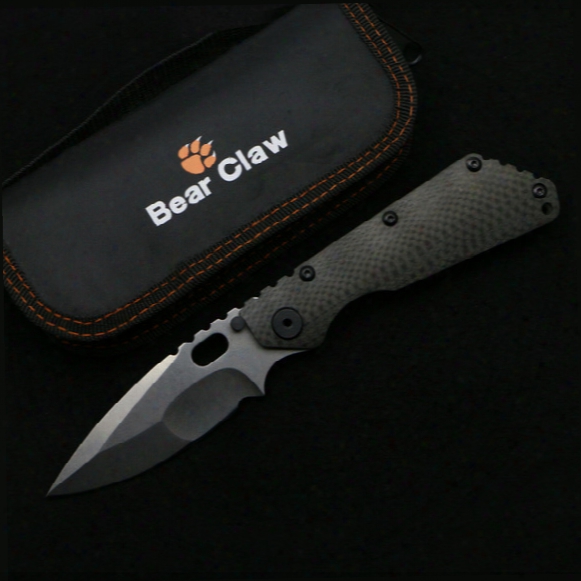 New Product Bear Claw St Smf Carbon Fiber Titanium Handle D2 Blade Copper Washers Folding Knife Hunting Outdoor Tactical Knives Edc Tool