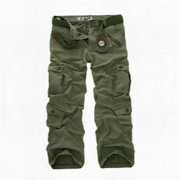 Plus Size Men's Straight Loose Trouses Fashion Designer Mens Work Tooling Pants More Pockets Army Cargo Camo Combat Worker Pants Men