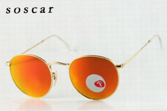 Polarized Round Sunglasses Soscar 3447 Brand Designer Sunglasses For Men Women Metal Frame Glass Polarized Sunglasses Uv400