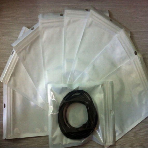 Popular Clear+white Plastic Zipper Retail Package Bag For Data Cable Car Charger Cell Phone Accessories Packing Bag 1000pcs/lot