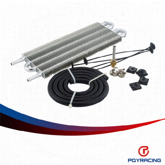 Pqy Racing- Universal Aluminum Remote Transmission Oil Cooler/auto-manual Radiator Converter Item Size 305x127x19.05 Pqy7432