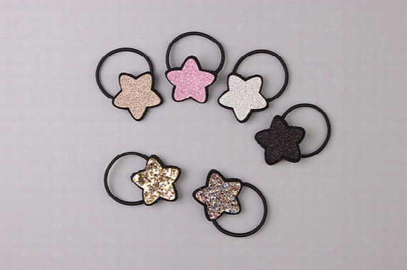 Wholesale 30pcs/lot Fashion Glitter Star Girls Elastic Hair Bands Solid Cute Cartoon Animal Rope Gum Rubber Bandbaby Girls Hairaccessories