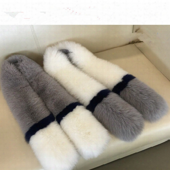 Wholesale- Best 120cm 100cm Real Natural Fox Fur Collar Scarves
