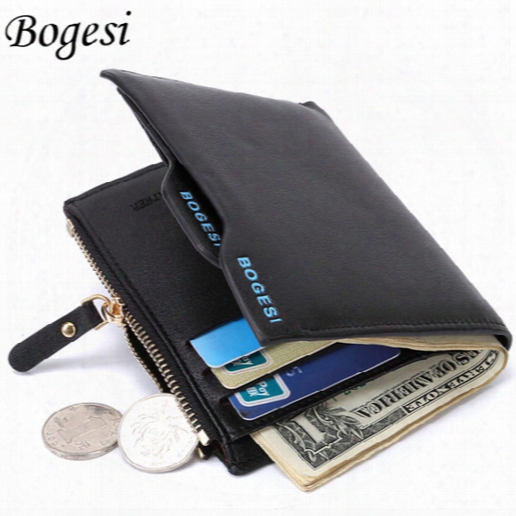 Wholesale- Bogesi Male Cuzdan Small Portfolio Designer Famous Brand Short Men Wallet Coin Purse Carteras Man Walet Bag Money Pocket Vallet
