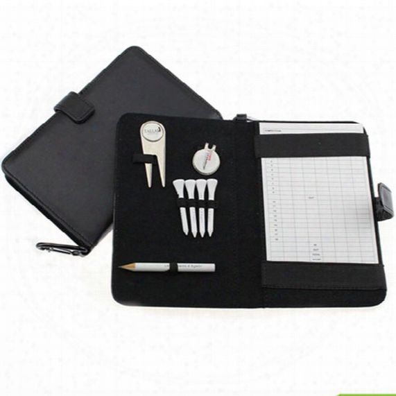 Wholesale- Crestgolf Golf Score Card Holder Pu Cover With Pencil /divot Tool/ Golf Tees/ Hat Clip