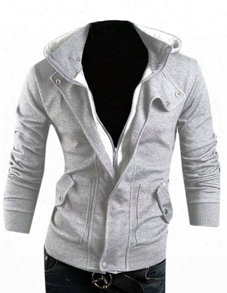 Wholesale- Danjieshi Men's Hooded Cardigan Casual Brushed Sweatshirt Hoodie