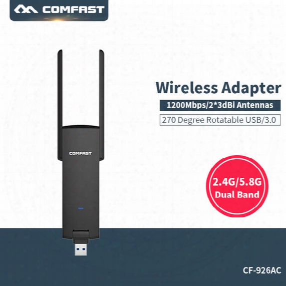 Wholesale- Dual Band Wireless Usb Wifi Free Driver Wifi Adapter , 1200m Antenna Wifi 2.4ghz +5 Ghz Wi-fi Dongle Network Card 802.11b/n/g/ac