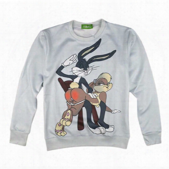 Wholesale-fashion 3d Cartoon Warners Brothers Trickster Rabbit Sweatshirts Women Men Budz Bunny Sweatshirts Bugs Bunny Sweats Pullover