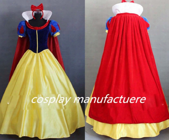 Wholesale-free Shipping Women Fantasia Princess Snow White Cosplay Costume Carnival Disfraces Party Women Adult Snow White Costumes