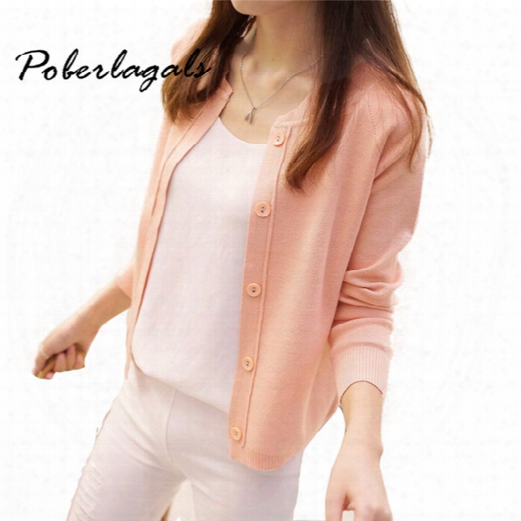 Wholesale-hot Sale Fashion Casual Women's Spring Autumn Cardigan Long Sleeve Short Knitted Cardigan 2016 New Female Women Button Sweaters