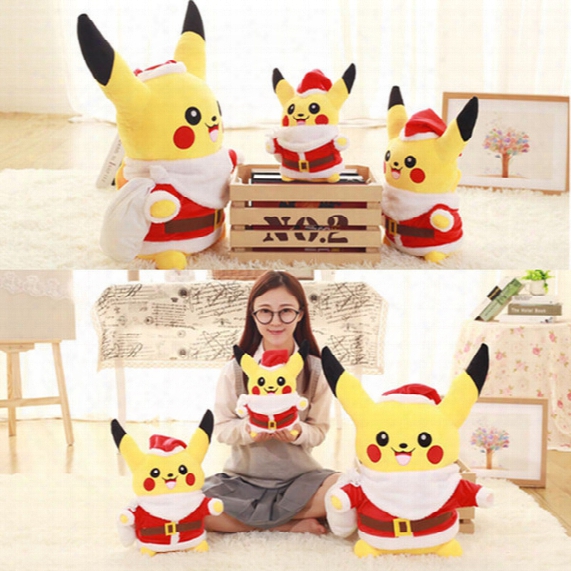 Wholesale New Design Fashion Christmas Pikachu Plush Doll Toy 2017 Handmade Cute Cartoon Gift For Friends Happy Christmas Day