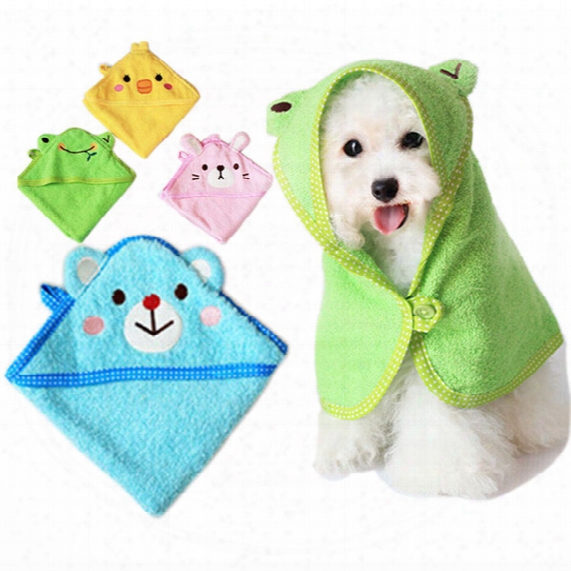 Wholesale- Soft Pet Dog Cute Cartoon Pajamas Dog Bathrobe Multifunction Absorbent Pet Bath Towel Animal Puppy Cat Warm Blanket Pet Supplies