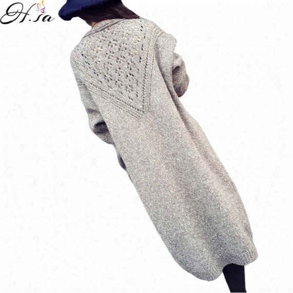Wholesale-winter Long Cardigans Women 2016 Autumn Knitted Crochet Ladies Sweater Poncho New Brand Casual Solid Long Sweter Coat Mujer