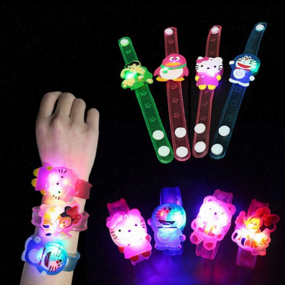 $0.5/pc Cartoon Led Night Light Party Xmas Decoration Colorful Led Watch Toy Boys Girls Flash Wrist Band Glow Luminous Bracelets