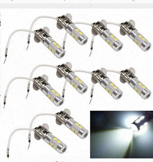 100pcs H3 5630 10smd Led Fog Lamp Bulb Super Bright White Light 12v 5w 6000k Car External Light Source