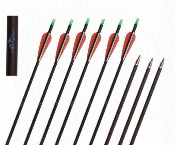 12pcs Huntingdoor Carbon Shaft 31 Inch Archery Arrows With Field Points Replaceable Tips Plastic Vanes For Hunting And Shooting