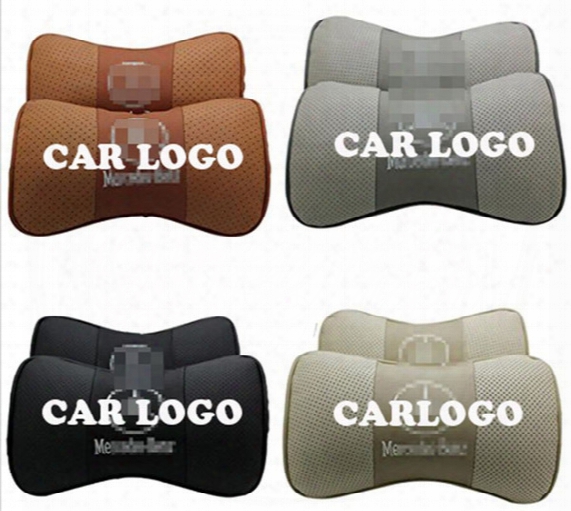2 X Genuine Leather Car Headrest Pillow Neck Rest Pillow Seat Cushion Covers For Mercedes-benz B200 Smart S R-class Viano Vito