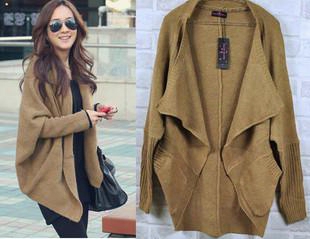 2015 Hot Sale Women&#039;s Sweater Long Sleeve Cardigan Female Sweater Black/brown Color Outerwear