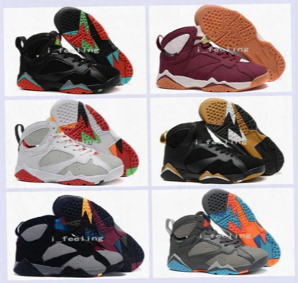 2016 New Air Retro 7 Men Basketball Shoes Hares Olympic Raptor Guyz Bordeaux Gg Cardinal Raptor French Blue Retro 7s Sport Sneakers Boots