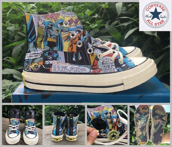 2017 Converse All Star 1970s Batman Shoes Women Men Casual High Top Supermen Skateboard Canvas Brand Cartoon Designer Sneakers