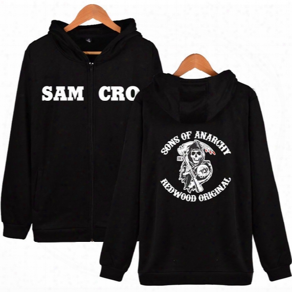 2017 Hot Sales Sports Sweater Soa Sons Of Annrcy Samcro Alphabet Skull Prints Casual Long-sleeved Zipper Cardigan Hoodies Sweatshirts