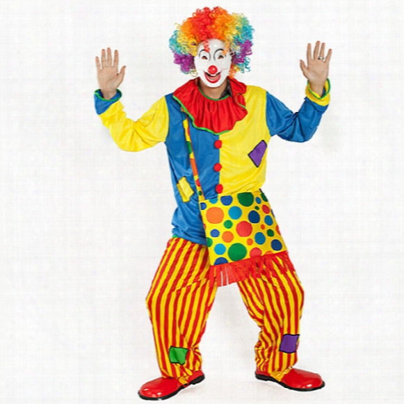 2017 New Classic Halloween Men And Women Cosplay Costume Cartoon Characters Clown Costume Make-up Ball Clown Backpack Adult Suit