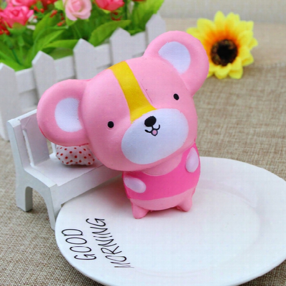 20pcs/lot Jumbo 12cm Squishy Kawaii Pink Mouse Slow Rising Phone Straps Sweet Scented Soft Bread Kid Cartoon Toy Gift Wholesale
