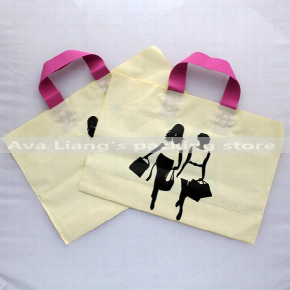 25*20cm 50pcs Women Shopping Print High Qualiy Large Market Shopping Carry Bags/ Handle Carry Bags/ Plastic Grocery Carry Bags