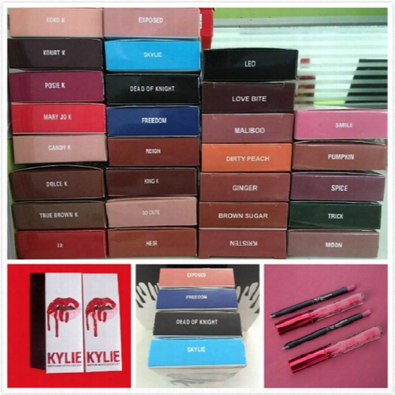 41colors New Kylie Lip Gloss Lipstick Boxset 1 Lipstick + 1 Lipliner Kylie Jenner Metal Matte Lipstick Valentine Head Over Heel