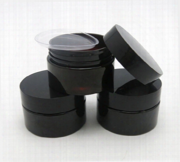 50 X 30g Empty Dark Amber Pet Skin Care Cream Jar With Plastic Lids With Insert 1oz Cosmetic Container