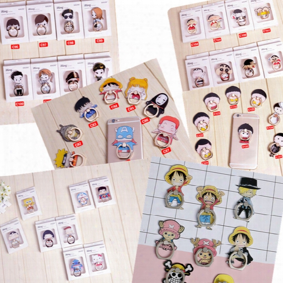 60pcs/lot Fashion Cartoon Anime Mobile Phone Ring Brackets Clasp Finger Buckle Multifunction Mobile Phone Stand 360 Rotated Z104