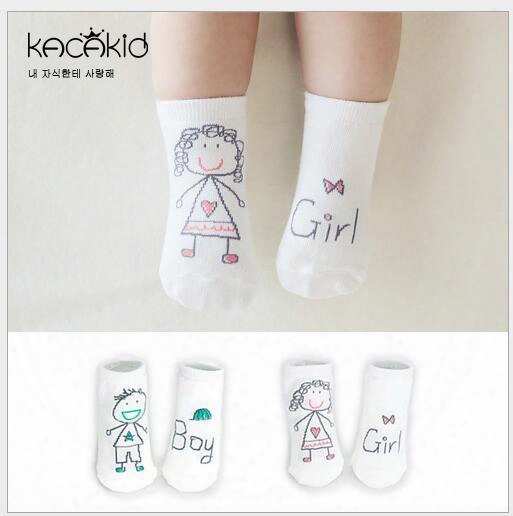 Baby Socks New Autumn Korean Fashion Cute Cartoon Gril Boy Print Cotton Asymmetric Ship Socks Floor Non Slip Socks