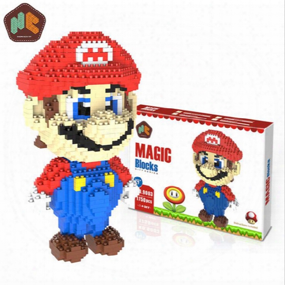 Big Size Super Mario Micro Blocks Stitch Micro Blocks Diy Building Toys Cute Cartoon Juguetes Auction Figures Kids Gifts
