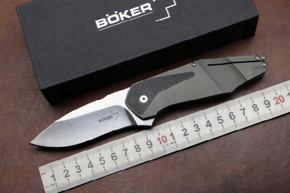 Boker Plus Gtc Folding Knife Titanium + Carbon Fiber Handle 440c Blade Tactical Camping Hunting Outdoor Survival Edc Knives Tool