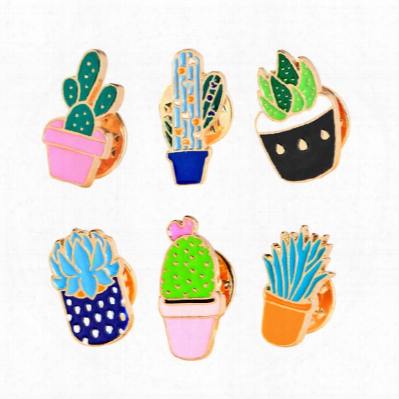 Colorful Enamel Pins Set Badge For Clothes Colorful Cartoon Brooches Succulents Plant Cactus Jacket Bag Diy Badge