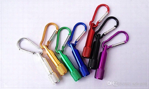 Colorful Mini Led Flashlight Keychain Aluminum Alloy Torch With Carabiner Ring Keyrings Led Mini Flashlight Mini-light Free Shipping