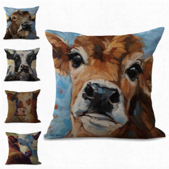 Cow Pillow Case Cushion Cover Linen Cotton Throw Pillowcases Sofa Car Decorative Pillowcover Pw669