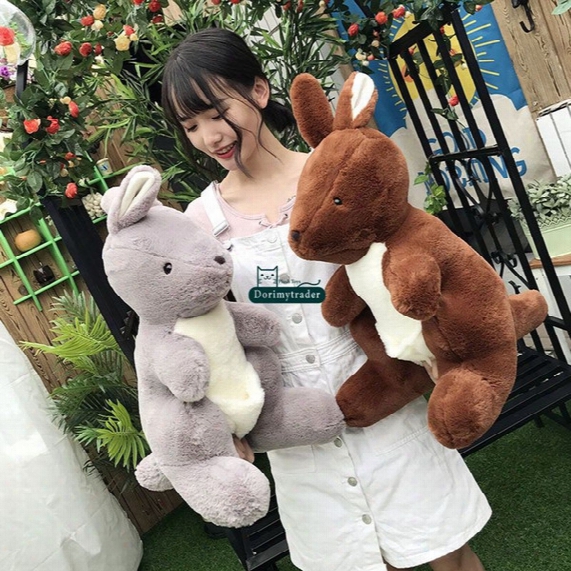 Dorimytrader New 58cm Big Cute Soft Animal Kangaroo Plush Doll Pop Stuffed Cartoon Kangaroos Toy Pillow Lover And Child Present Dy61597