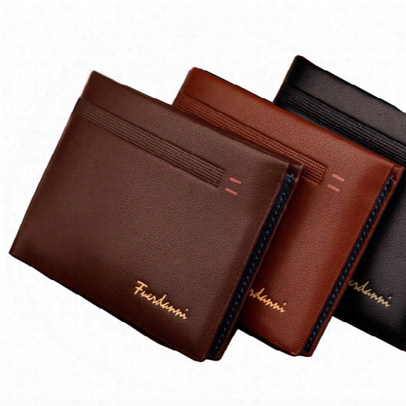 Fashion New Qulaity Pu Leather Men Wallets 3 Fold Business Short Style Design Black Coffee Photo Bit Card Holder Purse Wallet Free Shipping