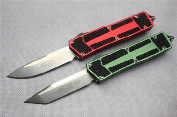 Free Shipping,super Light Top Funtion Microtech Scarab Style Knife(red/green)satin Knife.blade:d2,handle:aluminum,gift Knive Free Shipping