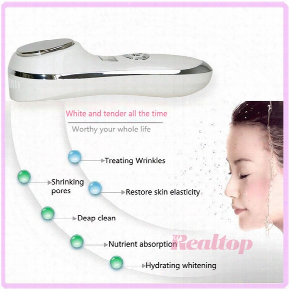 Home Use High Frequency Ultrasonic Vibration Remove Wrinkles Skin Whitening Shrink Pores Rechargeable Hot Cold Hammer Facial Massager