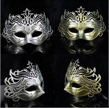 Hot Men Retro Crown Design Masquerade Masks Gold Silver Halloween Party Carnival Half Face Masks Graduation Halloween Celebrations Show Mask