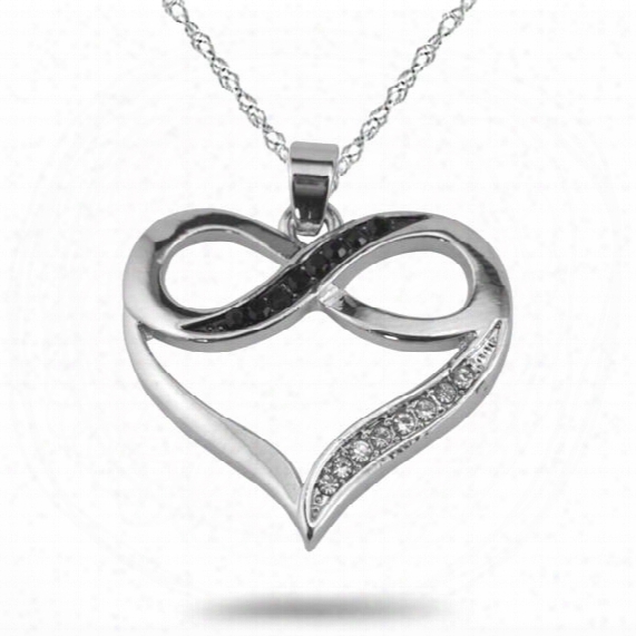 Hot Sale Rhodium Plated Fashion Link Chain Necklaces Carve The Symbol Of Infinity Heart With White And Black Crystal Romantic Gift