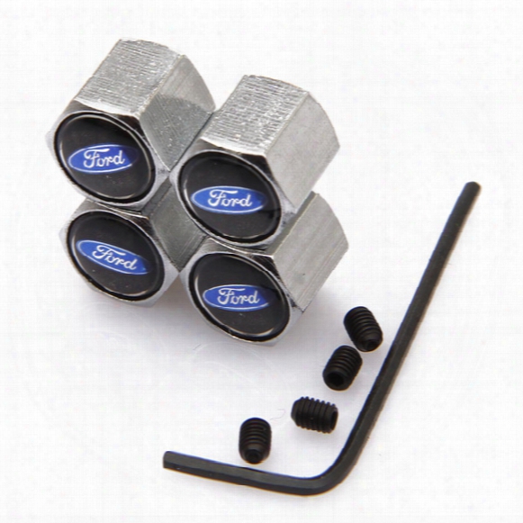 Lockable Black Ford Anti-theft Dust Cap Tire Valve Caps With Car Logo Badges Emblems Black Ford With Retail Box Szyx-0021