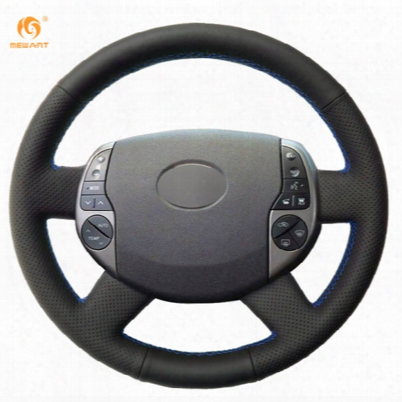 Mewant Black Genuine Leather Car Steering Wheel Cover For Toyota Prius 2005-2008