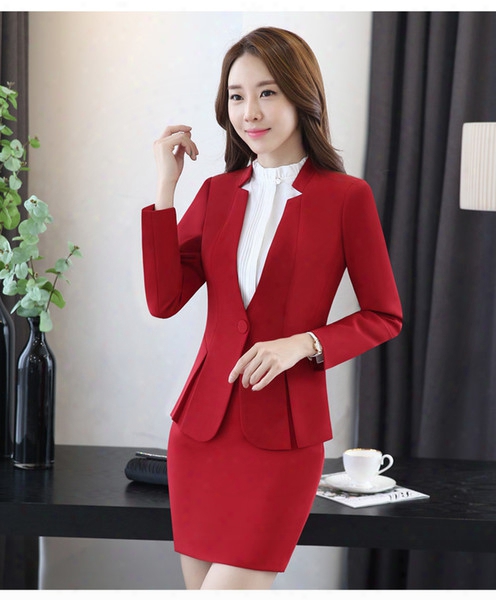 Professional Womens Dress Suit Female Blazers With Ol Skirt Career Business Suits Free Shipping Dk851f